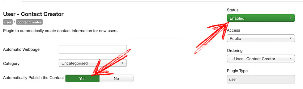 Contact Creator plugin joomla